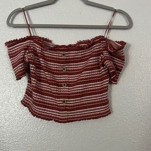 Love Tree BUTTON UP OFF THE SHOULDER BLOUSE